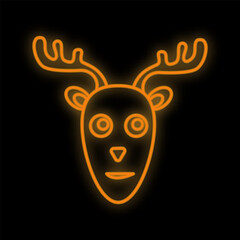 Reindeer neon icon. Glowing Christmas Santa Deer winter holiday icon sign