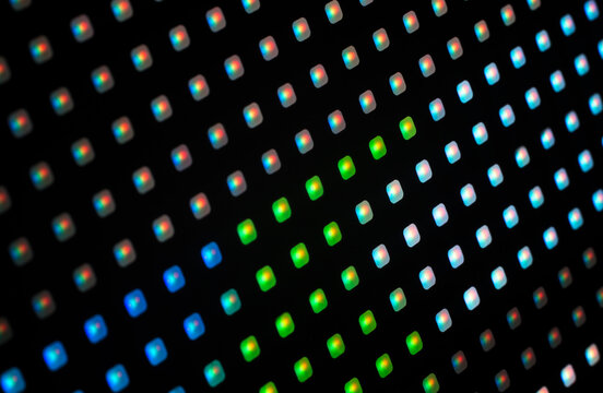 pixels of modern LED screen close-up