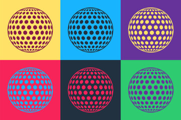 Pop art Golf icon isolated on color background. Vector.