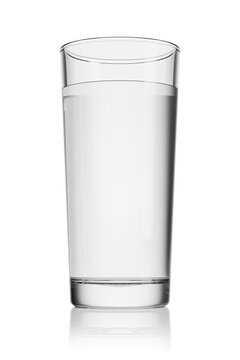 Glass of still clean water isolated on white. 3D rendering illustration.