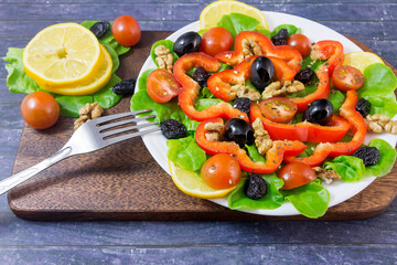 Nutritious vitamin fresh vegetable salad for lunch and snack.