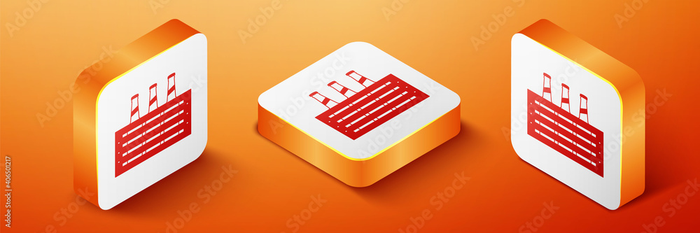 Poster isometric pack of beer bottles icon isolated on orange background. wooden box and beer bottles. case