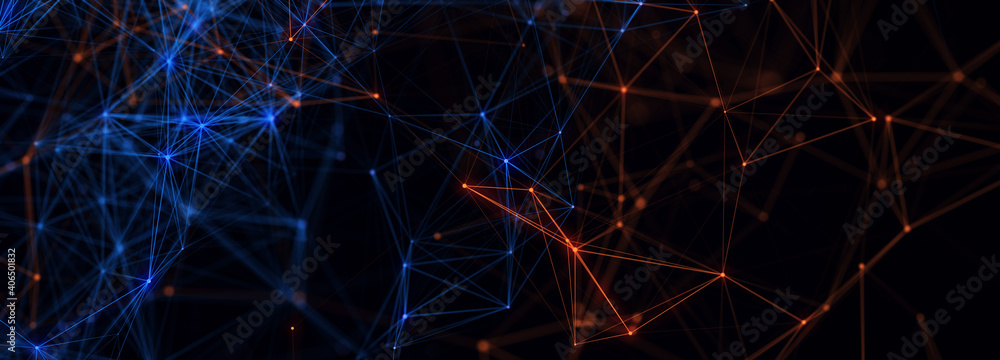Poster Digital technology background. Network connection dots and lines. Futuristic background for presentation design. 3d