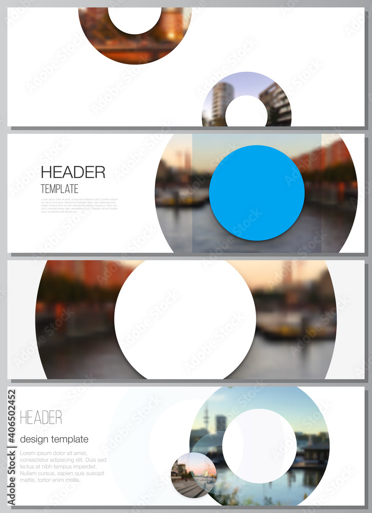 Poster vector layout of headers, banner templates for website footer design, horizontal flyer design, websi