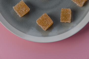 marmalade on a plate close-up. Top view
