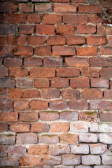 A very old wall of red bricks