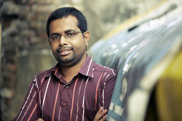 portrait of a Indian man at outdoor.