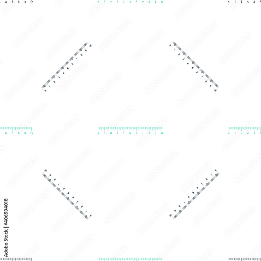 Poster green measuring scale, markup for rulers icon isolated seamless pattern on white background. size in