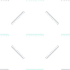 Fototapeta premium Green Measuring scale, markup for rulers icon isolated seamless pattern on white background. Size indicators. Different unit distances. Vector.