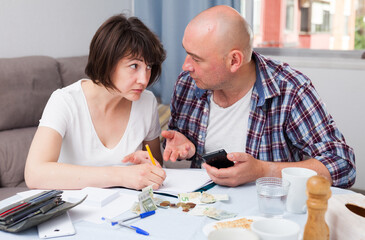 Husband and wife consider family budget. High quality photo