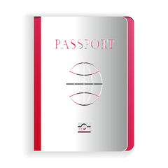Paper cut Passport with biometric data icon isolated on white background. Identification Document. Paper art style. Vector.
