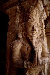 Stone carvings in Hindu temple, Thanjavur, Tamil Nadu, India