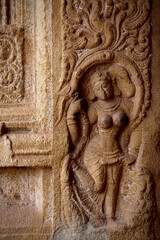 Stone carvings in Hindu temple, Thanjavur, Tamil Nadu, India