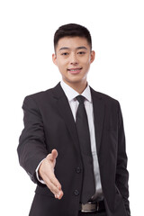 Portrait of business man holding hand greeting 