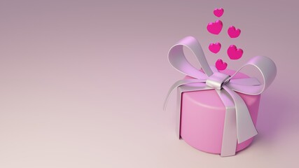 gift box with hearts 3d