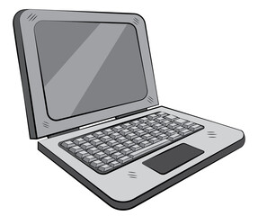 Grey opened laptop on a white background