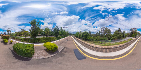 Spherical 360-degree panorama photograph of Faulconbridge Train Station
