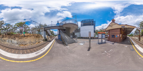 Spherical 360-degree panorama photograph of Faulconbridge Train Station