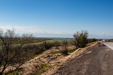 Wide grassland landscape of Kazakhstan, Central Asia