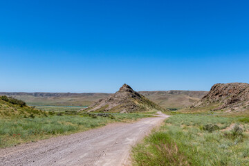 Wide grassland landscape of Kazakhstan, Central Asia