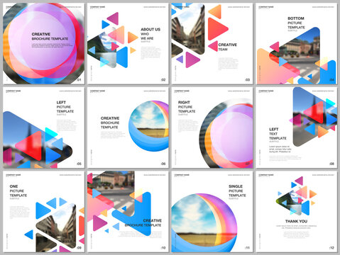 Brochure layout of square format covers design templates for square flyer leaflet, brochure design, report, magazine cover. Colorful simple design background for professional business agency portfolio