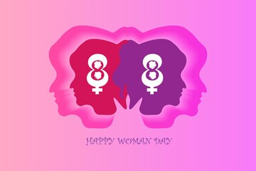Banner for the International Women's Day. Happy Women Day holiday illustration. 