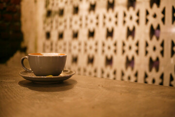 empty cup of cappucino at cafe