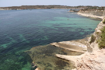Saint Thomas Bay in Marsaskala in summer, Malta