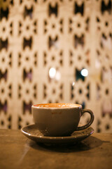 empty cup of cappucino at cafe