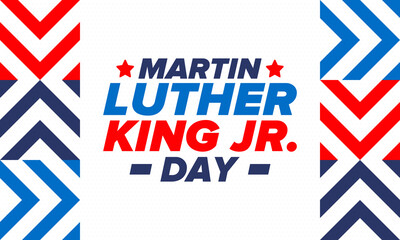 Obraz premium Martin Luther King, Jr. Day. Celebrated annual in United States in January, federal holiday. African American Rights Fighter. Patriotic american elements. Poster, card, banner, background. Vector