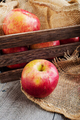 apple and wooden box with apples