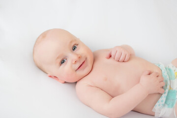 Healthy little baby with white background
