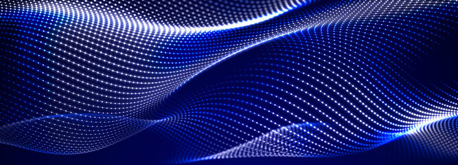 Futuristic wave with points. Big data. Dynamic wave background. 3d rendering