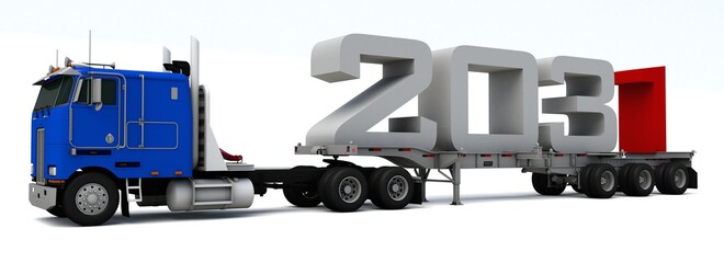 3D illustration of truck transportation with number 2031