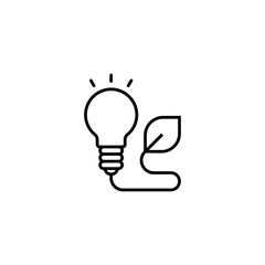 Ecology bulb lamp with leaf icon. Energy saving lamp vector icon. Eco world, green leaf symbol. Lightbulb sign. Sustainable ecological energy vector illustration.