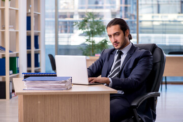 Fototapeta premium Young businessman employee working in the office
