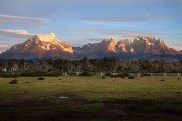 Naklejka premium Scenic Torres del Paine at dawn in Patagonia.jpg