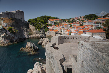 Fototapeta na wymiar View of old City of Dubrovnik from the city wall