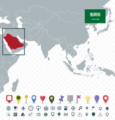 Saudi Arabia location on Asia Map