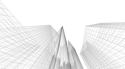 Fototapeta premium Abstract architectural background. Linear 3D illustration. Concept sketch