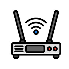 Router icon vector illustration in filled line style about internet of things for any projects