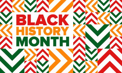 Obraz premium Black History Month. African American History. Celebrated annual. In February in United States and Canada. In October in Great Britain. Poster, card, banner, background. Vector illustration