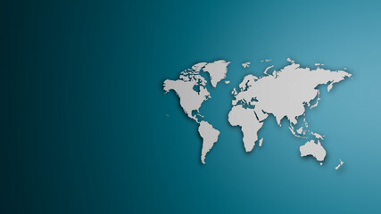 Fototapeta na wymiar White World map on blue background 