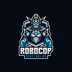 cyborg logo template robot metal