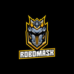 cyborg logo template robot metal