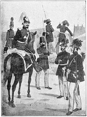 Vienna National Guard (1848). Illustration of the 19th century. Germany. White background.
