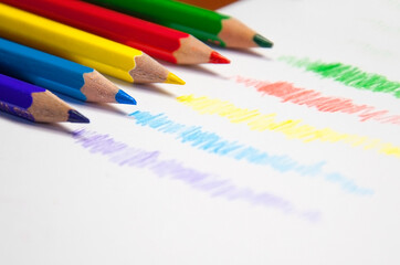 pencils on white background