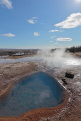 Strokkur, Iceland; Apr. 14, 2017. Photographs of an 11-day 4x4 trip through Iceland. Day 1. Golden ring. This iconic route represents one of Iceland’s most popular day tours, where you can discover la