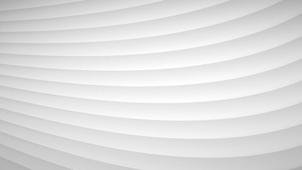Abstract background of wavy curved stripes with shadows in white and gray colors