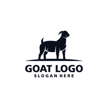 Vector logo of a goat with dark color and white background.